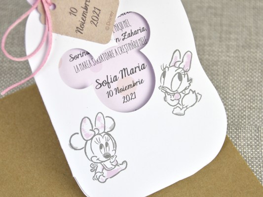 invitatie botez Disney biberon roz 15716
